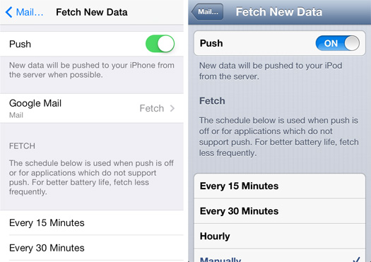 Turn off Push to Increase iPhone Battery Life, Screenshot