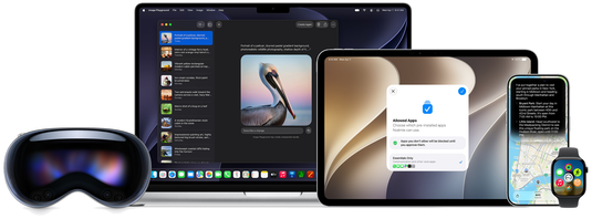 Apple Vision, MacBook, iPad, iPhone, and Apple Watch