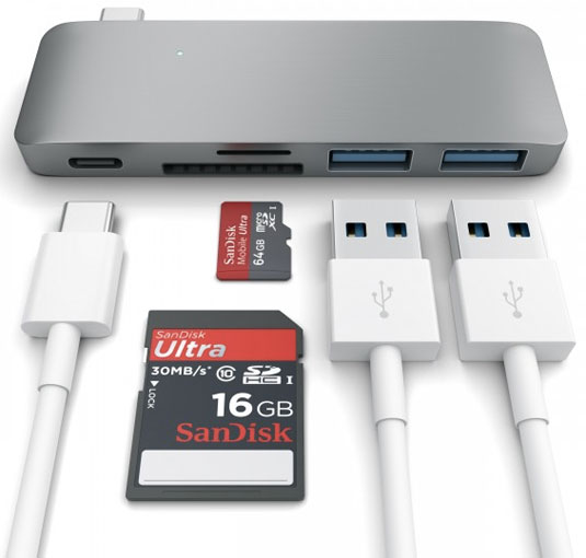 Satechi USB-C Hub, USB 3.0/SD Card/Micro SD